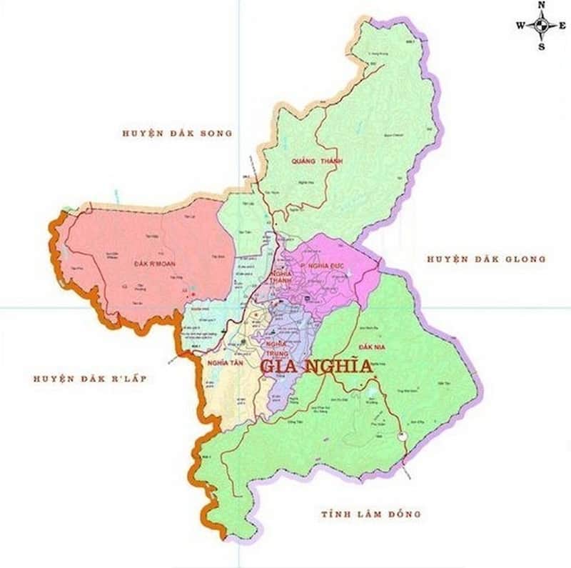 Bản đồ huyện Thành phố Gia Nghĩa