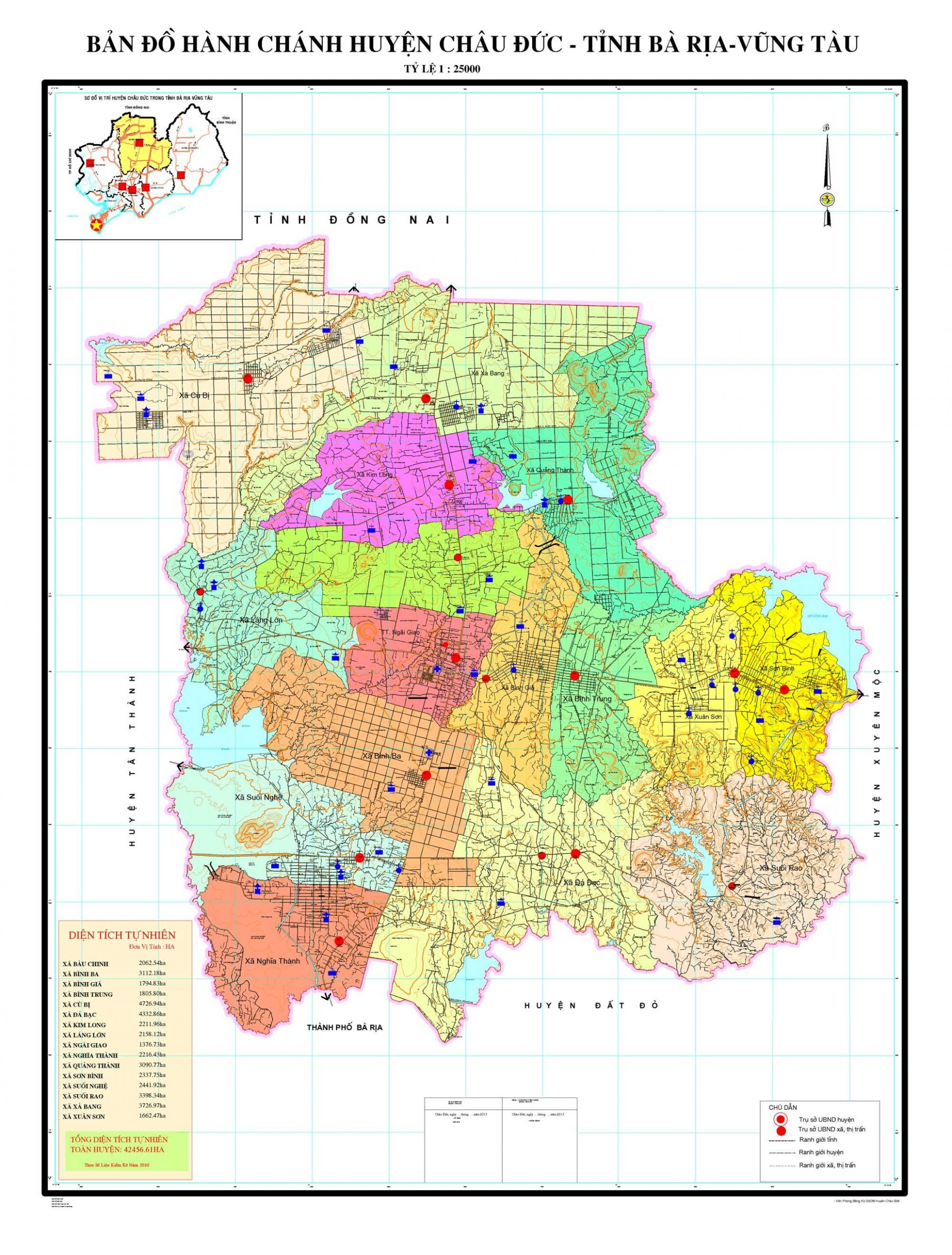 Bản đồ hành chính huyện Châu Đức, tỉnh Bà Rịa Vũng Tàu.