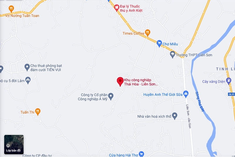 Vị trí Khu công nghiệp Thái Hòa trên bản đồ