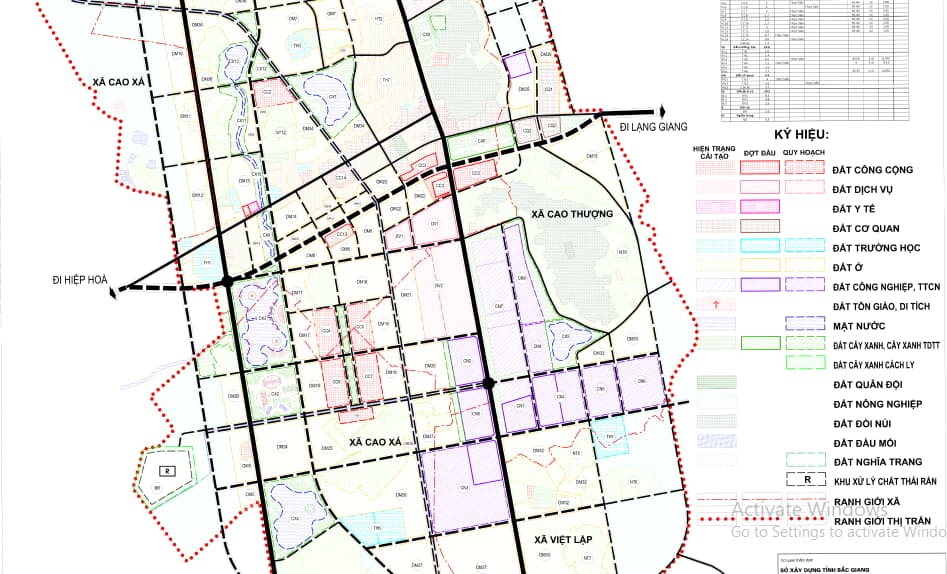 Bản đồ định hướng phát triển không gian thị trấn Cao Thượng - huyện Tân Yên