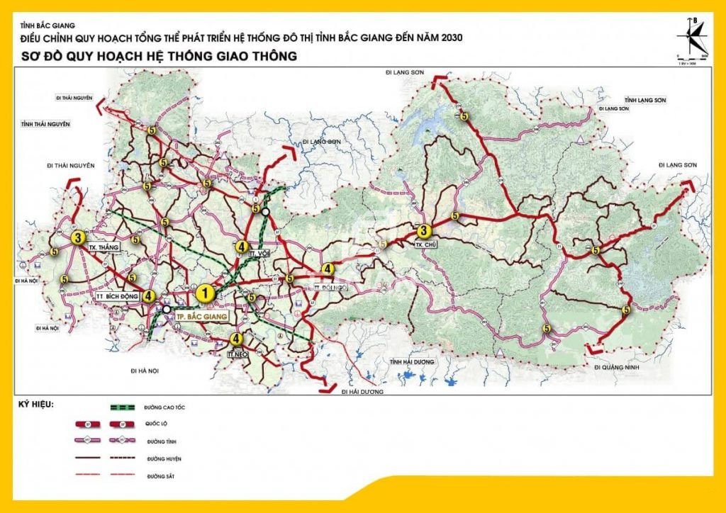 Bản đồ quy hoạch giao thông Thành Phố Bắc Giang đến năm 2030