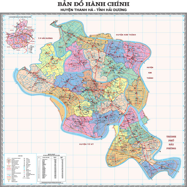 Bản đồ hành chính huyện Thanh Hà - tỉnh Hải Dương