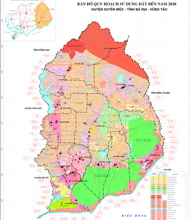 Bản đồ quy hoạch sử dụng đất đến 2030 huyện Xuyên Mộc - Bà Rịa Vũng Tàu