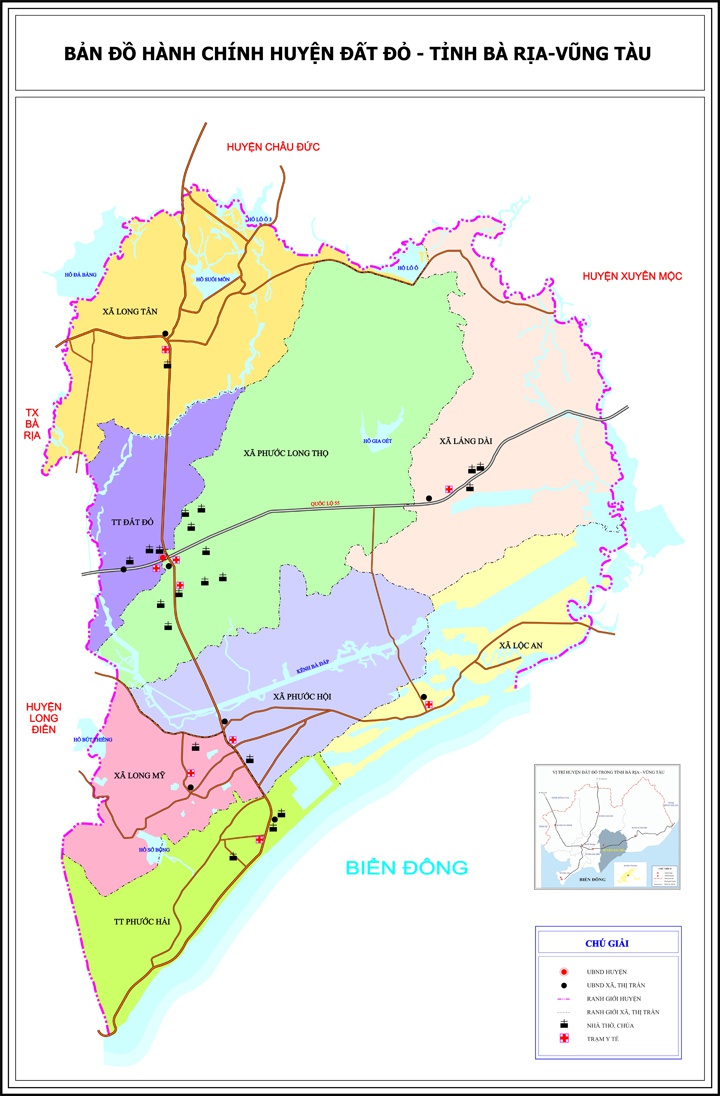Bản đồ hành chính huyện Đất Đỏ - Vũng Tàu