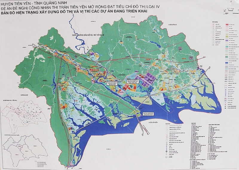 Bản đồ hiện trạng xây dựng đô thị và vị trí các dự án đang triển khai - huyện Tiên Yên, Quảng Ninh
