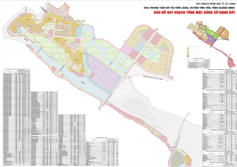 Bản đồ quy hoạch tổng mặt bằng sử dụng đất - khu trung tâm đô thị Tiên Lãng, Tiên Yên, Quảng Ninh