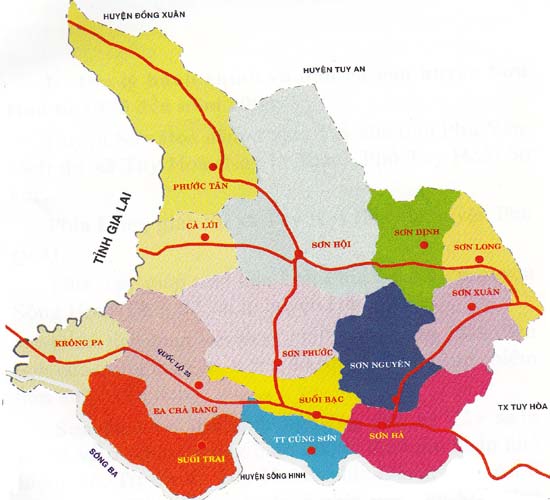 Bản đồ hành chính huyện Sơn Hòa, tỉnh Phú Yên