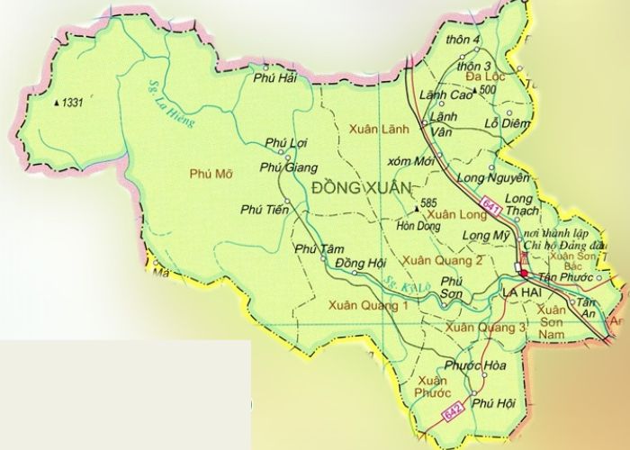 Bản đồ hành chính huyện Đồng Xuân, tỉnh Phú Yên