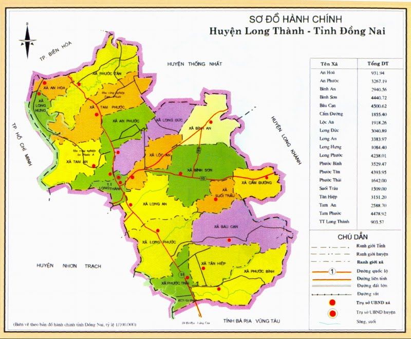 Bản đồ hành chính huyện Long Thành
