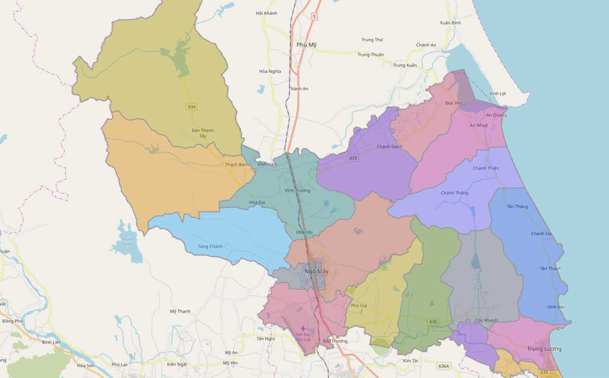 Bản đồ hành chính huyện Phù Cát