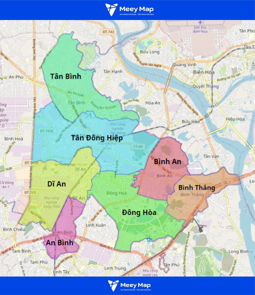Bản đồ Quy Hoạch Thành Phố Dĩ An, Bình Dương|Quy Hoạch Sử dụng Đất 3 Bản đồ hành chính tp Dĩ An