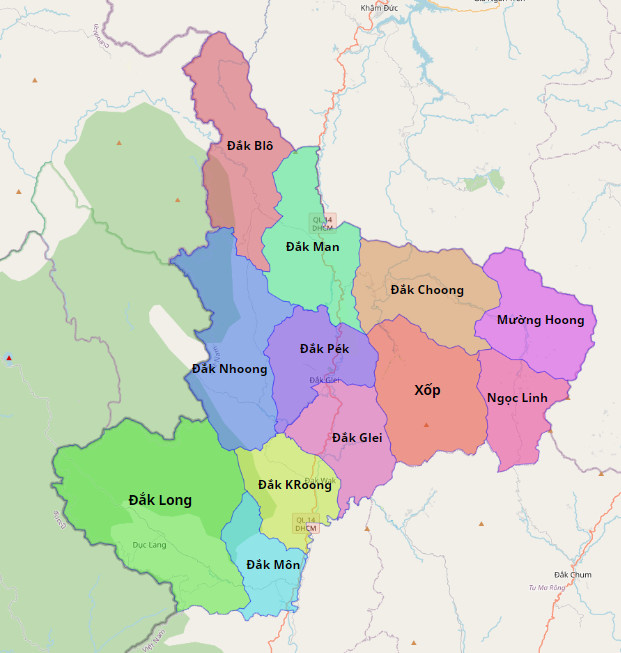 Bản đồ huyện Đăk Glei