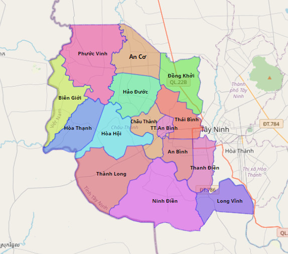 Bản đồ huyện Châu Thành tỉnh Tây Ninh