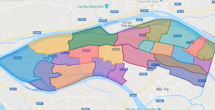 Bản đồ huyện Châu Thành tỉnh Bến Tre