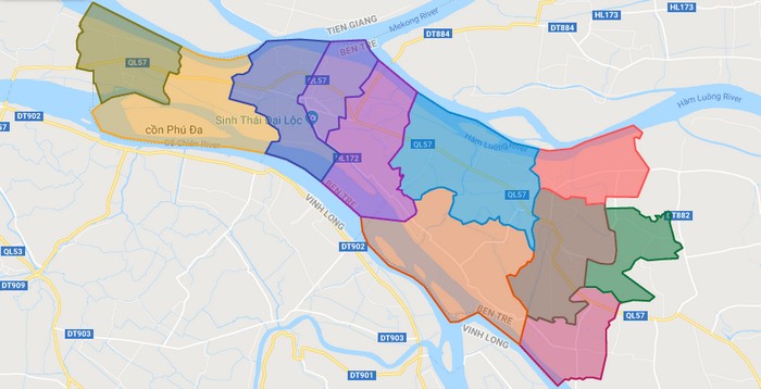 Bản đồ huyện Chợ Lách tỉnh Bến Tre