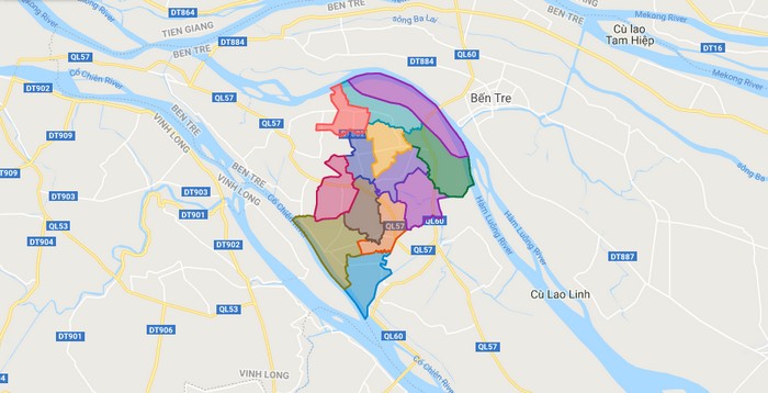 Bản đồ huyện Mỏ Cày Bắc tỉnh Bến Tre