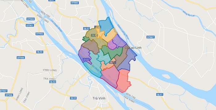Bản đồ huyện Mỏ Cày Nam tỉnh Bến Tre