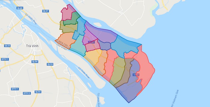 Bản đồ huyện Thạnh Phú tỉnh Bến Tre