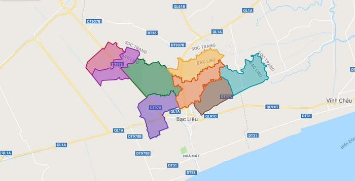 Bản đồ huyện Vĩnh Lợi tỉnh Bạc Liêu