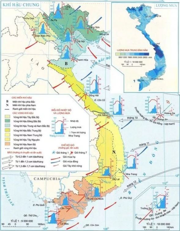 Bản đồ Khí hậu Đông Nam Bộ qua bản đồ khí hậu chung Việt Nam
