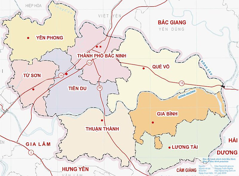 bản đồ tỉnh Bắc Ninh