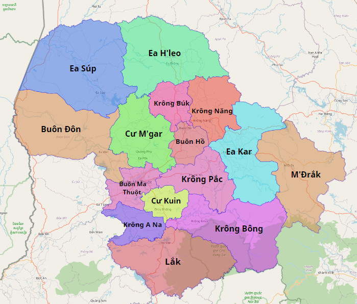 Bản đồ tỉnh Đắk Lắk
