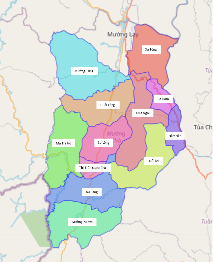 Bản đồ hành chính huyện Mường Chả