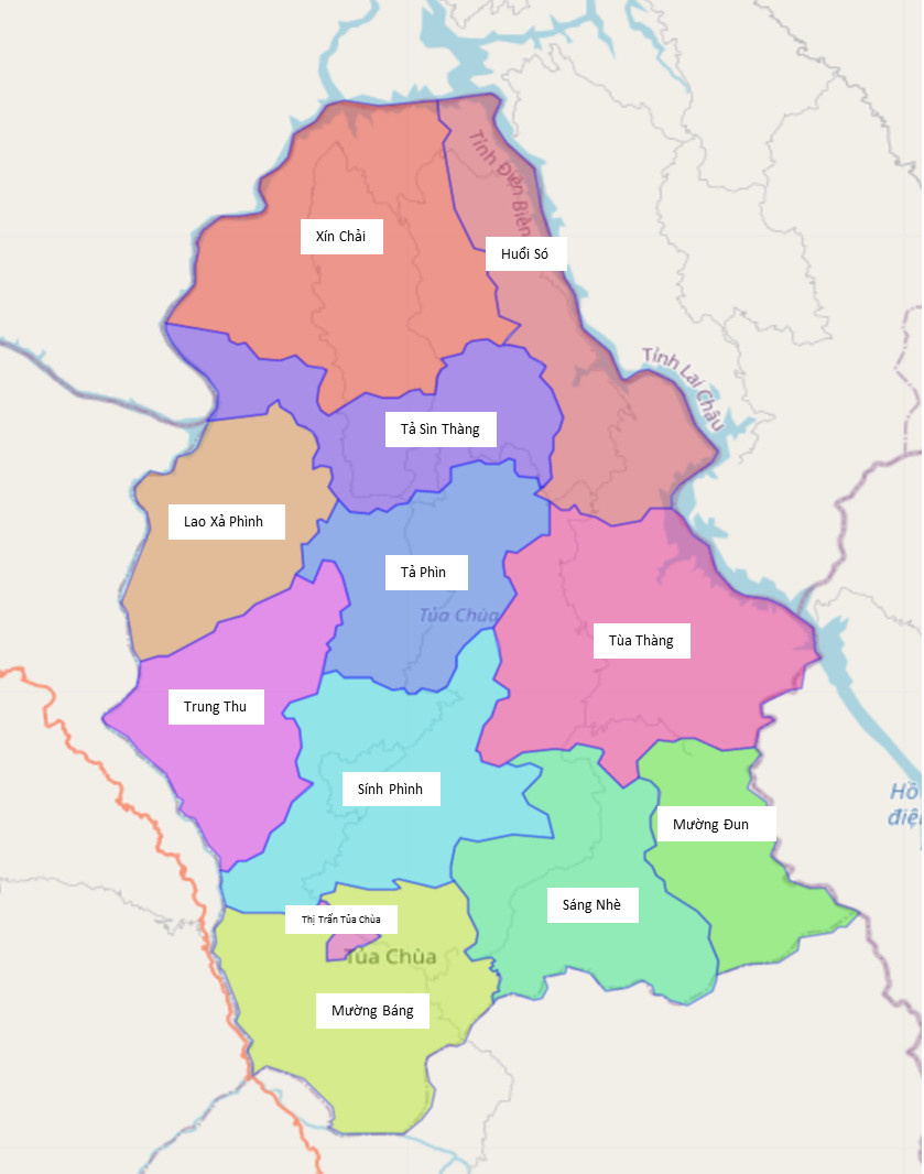 Bản đồ hành chính huyện Tủa Chùa