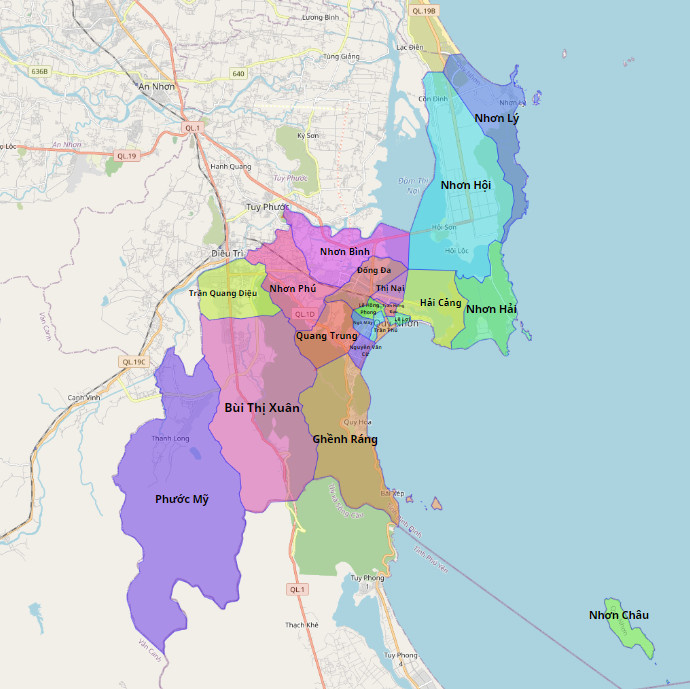 Bản đồ hành chính thành phố Quy Nhơn