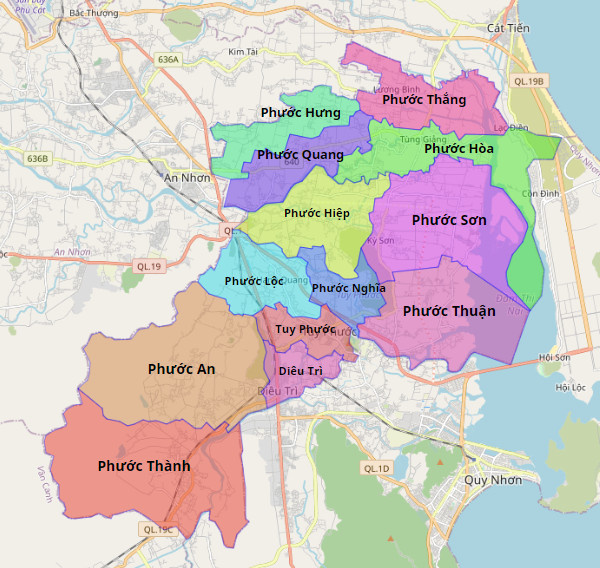 Bản đồ hành chính huyện Tuy Phước