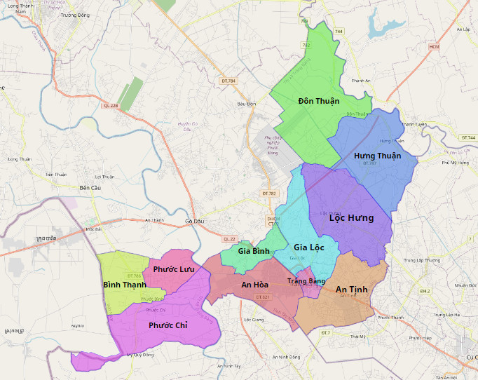 Bản đồ hành chính huyện Trảng Bàng