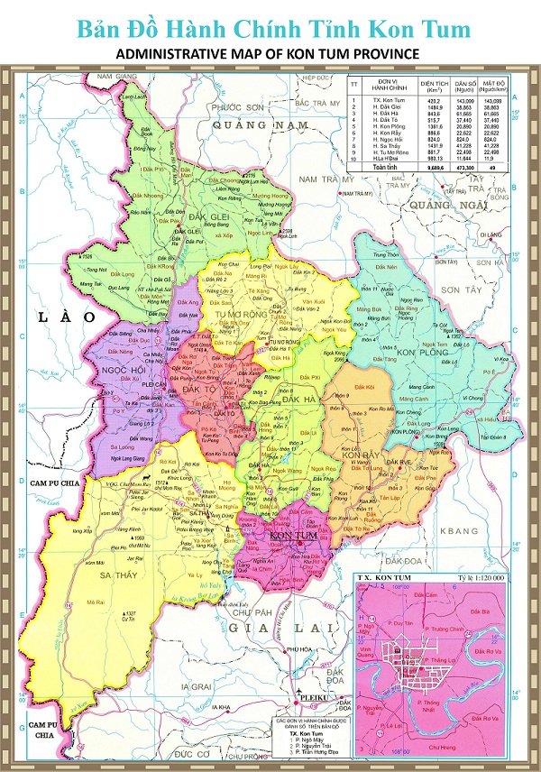 Bản đồ hành chính tỉnh Kon Tum