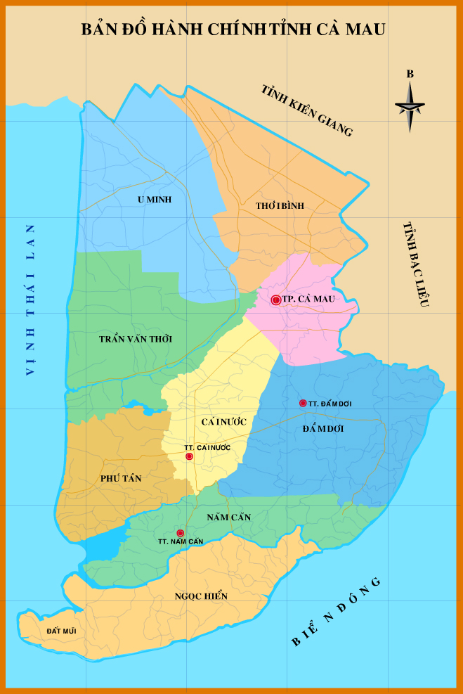 Bản đồ hành chính huyện Cà Mau