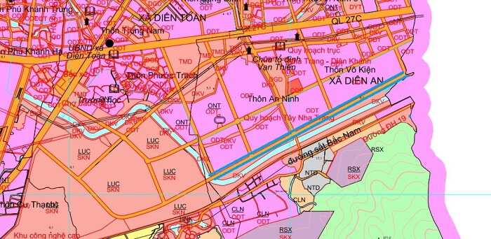 Bản đồ quy hoạch huyện Diên Khánh, Khánh Hòa 2024| Kế hoạch sử dụng đất 8 Bản đồ quy hoạch huyện Diên Khánh theo bản đồ quy hoạch sử dụng đất đến năm 2030 của huyện Diên Khánh, tỉnh Khánh Hòa. Ví dụ, đường viền màu xanh là đường sẽ mở theo quy hoạch.