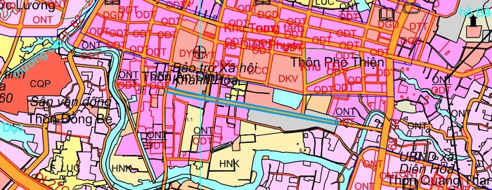 Bản đồ quy hoạch xã Diên Phước theo bản đồ quy hoạch sử dụng đất đến năm 2030 của huyện Diên Khánh, tỉnh Khánh Hòa. Ví dụ, đường viền màu xanh là đường sẽ mở theo quy hoạch.