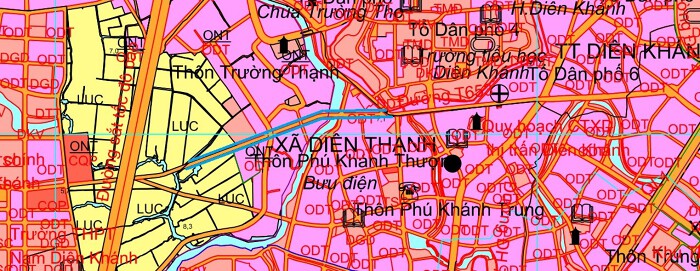 Đường sẽ mở theo quy hoạch ở xã Diên Thạnh theo bản đồ quy hoạch sử dụng đất đến năm 2030 của huyện Diên Khánh, tỉnh Khánh Hòa. (Đường kẻ màu xanh). 