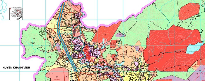 Bản đồ quy hoạch xã Diên Xuân theo bản đồ quy hoạch sử dụng đất đến năm 2030 của huyện Diên Khánh, tỉnh Khánh Hòa. Ví dụ, đường viền màu xanh là đường sẽ mở theo quy hoạch.
