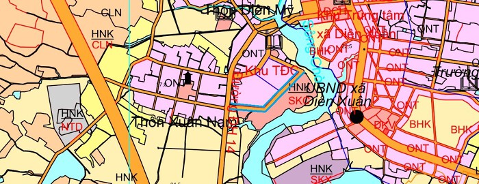 Đường sẽ mở theo quy hoạch ở xã Diên Xuân theo bản đồ quy hoạch sử dụng đất đến năm 2030 của huyện Diên Khánh, tỉnh Khánh Hòa. (Đường kẻ màu xanh).