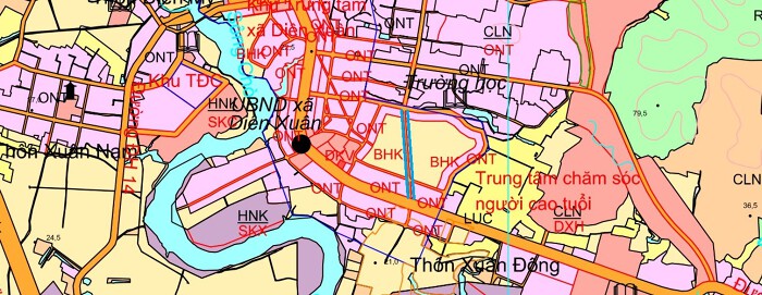 Đường sẽ mở theo quy hoạch ở xã Diên Xuân theo bản đồ quy hoạch sử dụng đất đến năm 2030 của huyện Diên Khánh, tỉnh Khánh Hòa. (Đường kẻ màu xanh). 