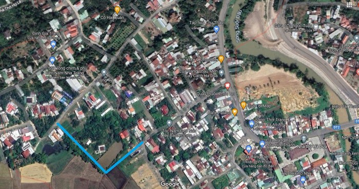 Sơ đồ tuyến đường sẽ mở theo quy hoạch ở xã Diên Thạnh. (Ảnh chụp từ Google Map). 