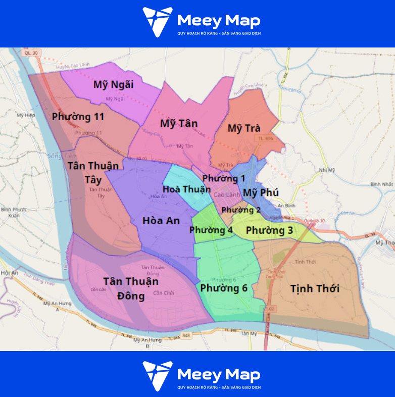 Bản đồ quy hoạch Thành phố Cao Lãnh, Đồng Tháp Mới Nhất 2 Bản đồ hành chính Thành phố Cao Lãnh