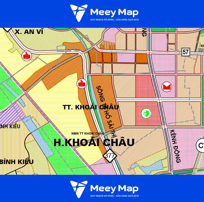 Ban do quy hoach giao thong thi tran Khoai Chau the hien tren ban do quy hoach xay dung vung huyen Khoai Chau den nam 2040