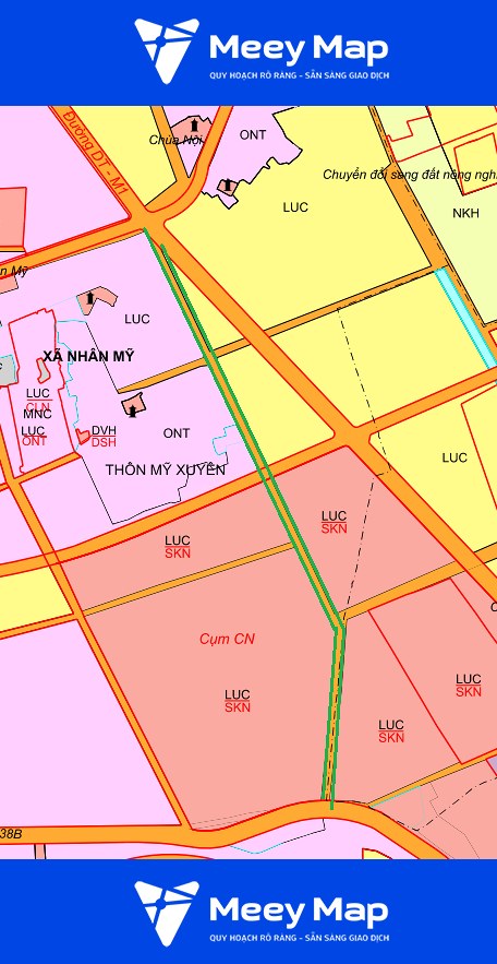 Bản đồ quy hoạch xã Nhân Mỹ, huyện Lý Nhân, tỉnh Hà Nam 14 Duong noi DT 972 toi doan gan UBND xa Nhan My tren ban do quy hoach