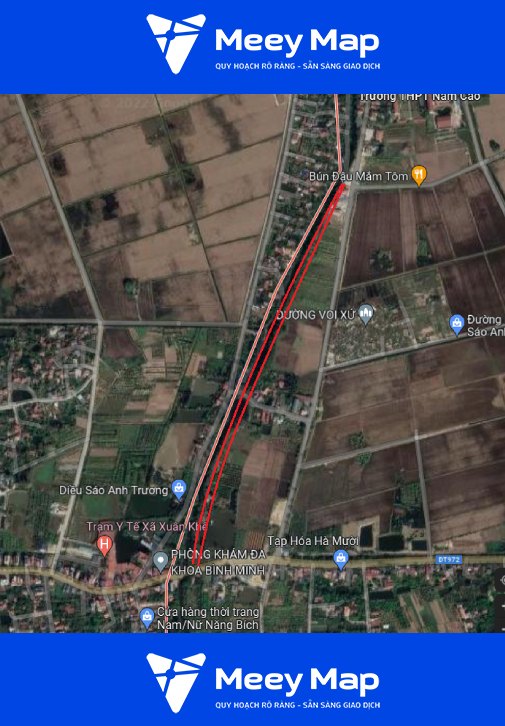Bản đồ quy hoạch xã Nhân Mỹ, huyện Lý Nhân, tỉnh Hà Nam 19 Duong noi DT 972 toi doan gan ngan hang Agribank chi nhanh Cho Chanh tren ban do Google ve tinh
