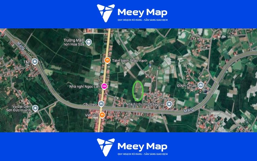 Khu dat duoc khoanh xanh la dat duoc quy hoach the hien tren ban do Google ve tinh 2