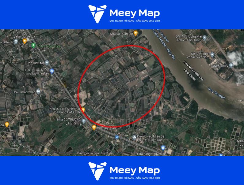 Bản đồ quy hoạch xã Bình Khánh, huyện Cần Giờ, TP HCM 10 Khu dat duoc quy hoach la dat nong nghiep the hien tren ban do Google ve tinh
