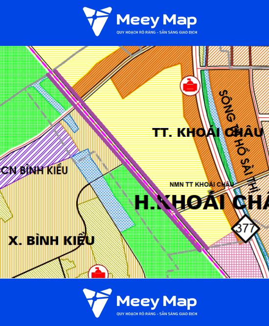 Tuyen duong se mo o trong pham vi thi tran Khoai Chau trong tuong lai theo ban do quy hoach xay dung vung huyen Khoai Chau den nam 2040