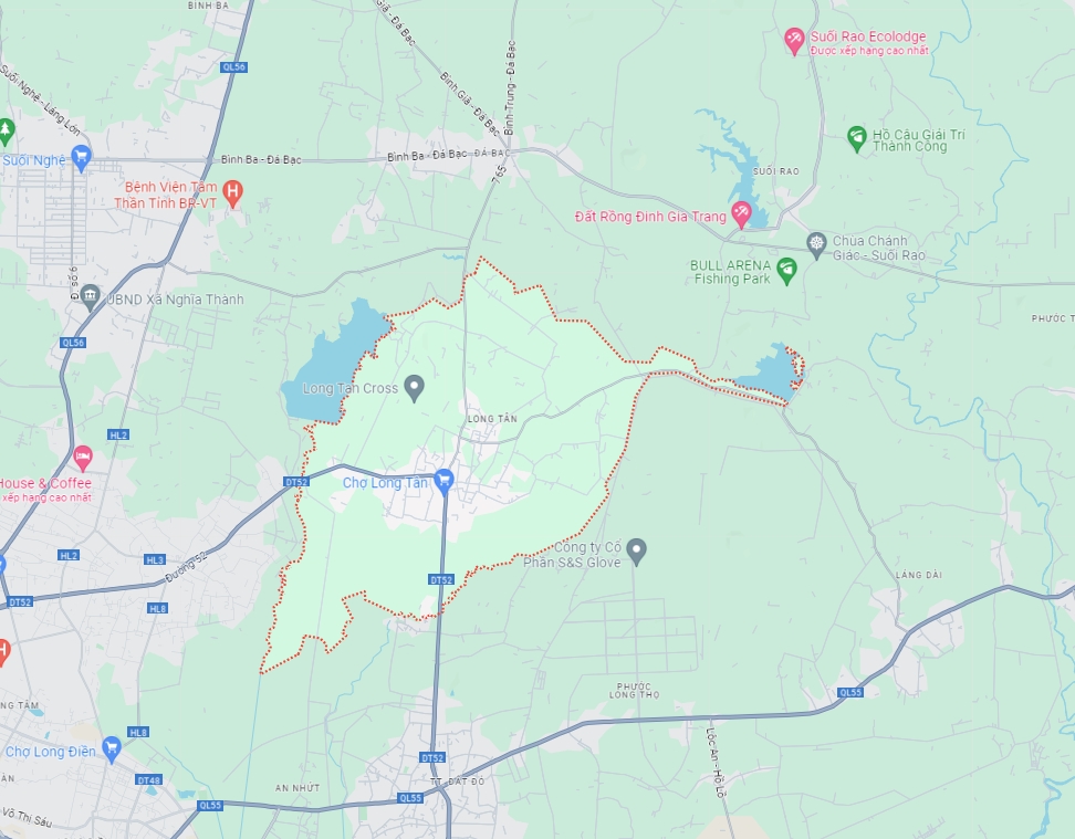 Bản đồ vệ tinh xã Long Tân, huyện Đất Đỏ. (Satelite Map)