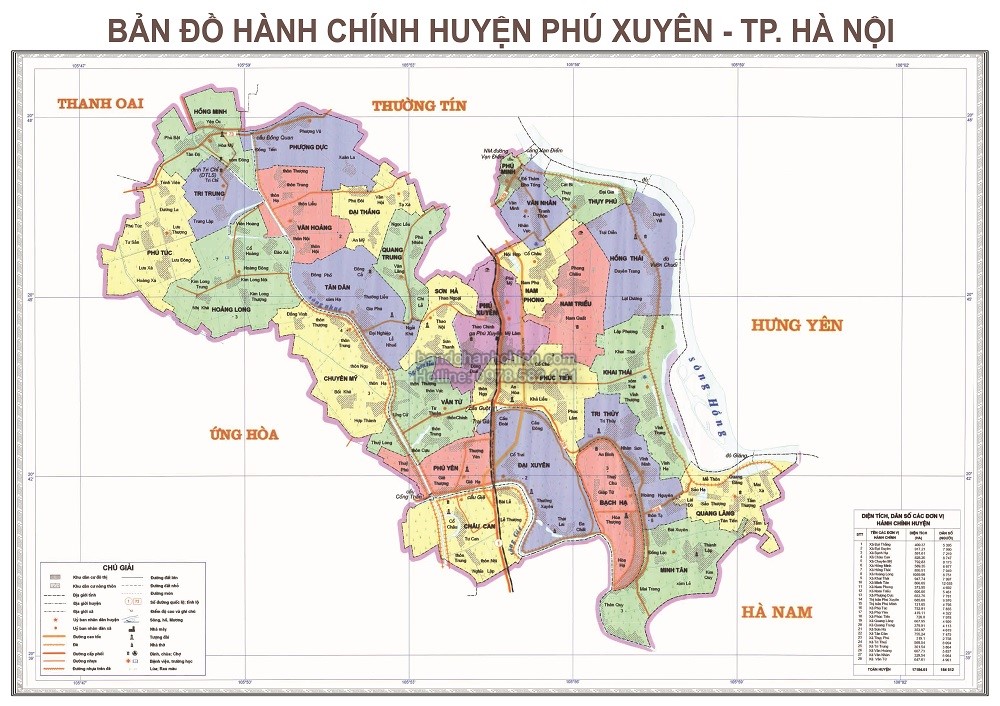Bản đồ hành chính huyện Phú Xuyên, Hà Nội