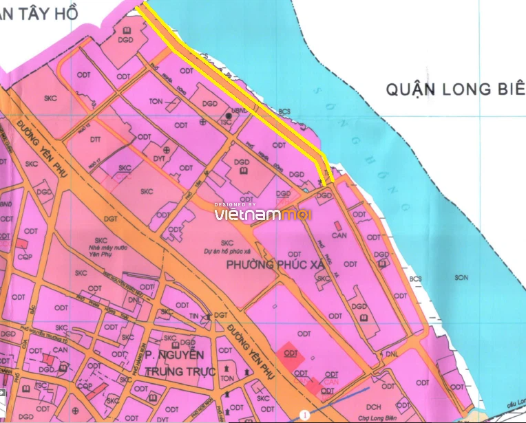 Bản đồ quy hoạch giao thông phường Phúc Xá quận Ba Đình